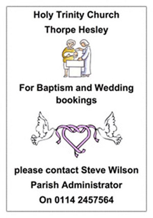 Poster advertising Baptisms and weddings